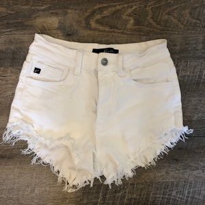 KanCan white distressed shorts
